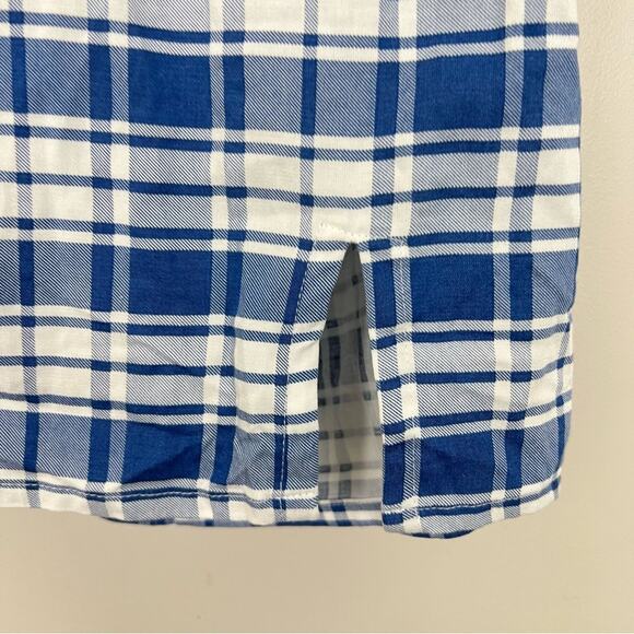 UO Lani Strappy Back Bodycon Mini Dress Blue Plaid sz L Spring Summer - Picture 7 of 10